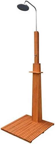 Wuyue and buding Outdoor Shower Eucalyptus Wood with Shower Head Adjustable for Backyard Poolside Beach Pool