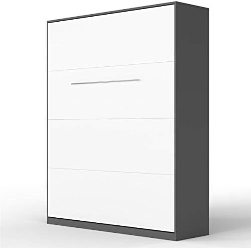 SMARTBett Standard folding wall bed with gas pressure springs (Anthracite/White, 160x200 Vertical Comfort)