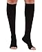 Compression Socks for Women and Men 20-30 mmHg - Open Toe Medical Compression Stockings for Bariatric Surgery Recovery, Swelling, Lymphedema - Black, Medium - AB211