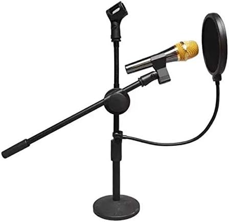 Microphone Pop Filter with Double Layer Mesh and 360 Degree Flexible Gooseneck,Anti-spray Cover with Shield Clip Stabilizing Arm Recording Vocals for Studio Recording,Home Studio Broadcasting 6"