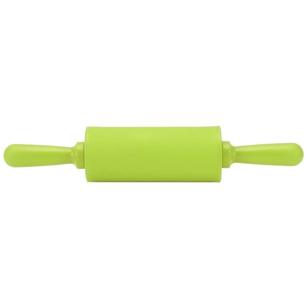 Beufee Mini Rolling Pin, 23cm Silicone Nonstick Dough Roller, Green