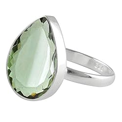 SURYAGEMS Genuine Green Amethyst Pear Shape