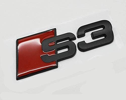 Matte Black And Red 80mm x 30mm Metal Rear Boot Lid Tailgate Trunk Badge Emblem For S3