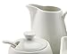 Sugar and Creamer Set - 4-Piece Set w/Cream Pitcher, Sugar Bowl, Spoon & Sweetener Holder, White Ceramic Tea/Coffee Set