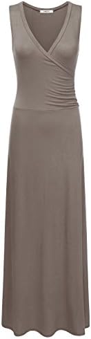 DRESSIS Womens Sleeveless V-Neck Wrap Maxi Dress