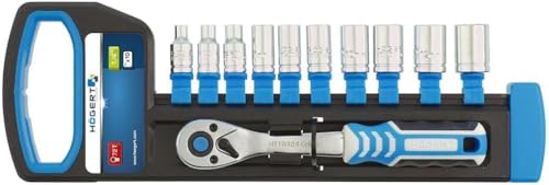 Hoegert Technik - Socket Set with Reversible Ratchet 1/4 Inch Ratchet with Bits - Ratchet Wrench Socket Set Ratchet Wrench Multi Nut Nuts - Made of Chrome Vanadium Alloy Steel