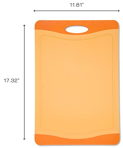 Raj Plastic Cutting Board Reversible Cutting board, Dishwasher Safe, Chopping Boards, Juice Groove, Large Handle, Non-Slip, BPA Free, FDA Approved (18", Orange) - Thumbnail 2