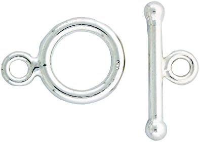 Sterling Silver Plain 12mm Round Toggle Clasp, 1 Set