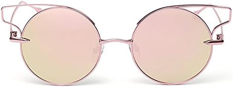 ClearSky Womens Round Cut-Out Flash Mirror Lens Cat Eye Sunglasses Metal Frame