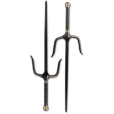 thumbnail interactive-video image 1 of Shadow Cutlery Ninja Sai - Black & Silver, 2 Sets (4 Sais Total) - Martial Arts Training 1 of 5