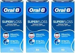 Oral B 50 peças pré-cortadas Superfloss - Pack de 3