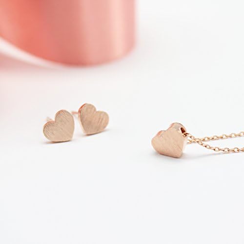 Rose gold jewelry set, heart jewelry set, rose gold heart necklace and earrings, best friends, Valentines day gift, mother's day gift, gift for mom, dainty jewelry set