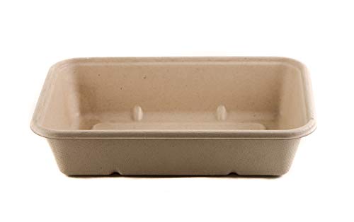 [50 Pack] 29oz Compostable Eco Friendly Container Trays with Lids - Rectangular Oblong Tree Free Sug - //coolthings.us