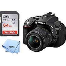 Nikon D5300 1522 Black 24.2 MP Digital SLR Camera with 18-55mm Lens +64GB SD Memory Card