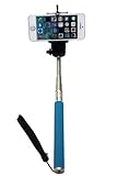 UFCIT Extendable Selfie Handheld Stick Monopod with Adjustable Phone Holder and Bluetooth Wireless Remote Shutter for iPhone Samsung and other system over IOS 6.0 and Android 4.2.2 Smartphones (Blue Monopod with Shutter)