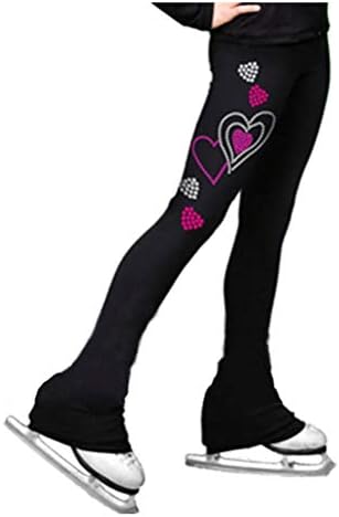 Figure Skating Pants - Practice Ice Skating Crystals Leggings with Fleece Lining for Women & Girl