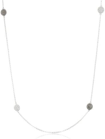Judith Jack "Classics" Sterling Silver, Marcasite, and Cubic Zirconia Station Necklace, 36"