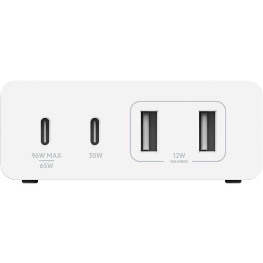 Belkin 4-Port Charger Block 108W - GaN Charger, Multi-Port w/ USB-C PD Fast Charge & USB-A Ports for Apple MacBook, iPhone 16, Samsung Galaxy S25, Google Pixel, Nintendo Switch 2 & More - White