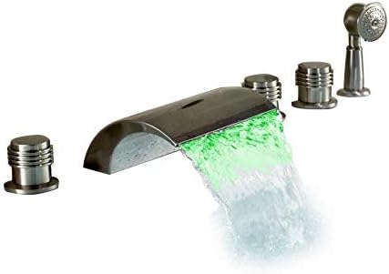 Homili Widespread Bathroom Waterfall Bathtub Faucet Set Led Roman
