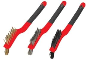 Warner Manufacturing 3-Piece Mini Wire Brush Set, Nylon, Steel & Brass, 10481