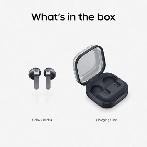 Samsung Galaxy Buds4, Black (CAD Version & Warranty) - Open Ear Fit, Hi-Res Audio, Adaptive ANC, AI Assistant