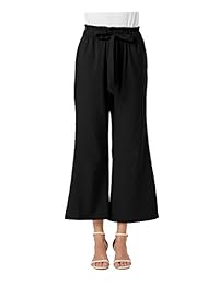 Aprance Pantalón ancho de pierna ancha Casual holgado Suave Cómodo Transpirable Cintura elástica Pantalones de playa Lino Palazzo Pantalón