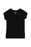 French Toast Big Girls' Short Sleeve V-Neck T-Shirt, Black, 10/12