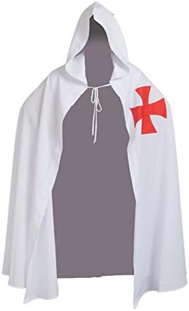 Capa Templaria Blanca Para Adultos – Disfraz Medieval De Talla XL, Elegancia Y Autenticidad Para Fiestas Históricas