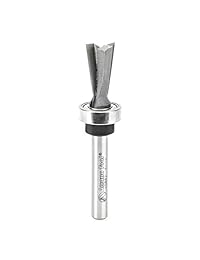 Amana Herramienta 45882 Keller Dovetail con punta de carburo 7 Deg X 7 16 D x 3 4 CH X 1 4 inch SHK W Superior Ball Bearing Router Bit