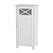 Teamson Home Dawson Wooden Freestanding Floor Cabinet with 1 Fixed 1 Adjustable Shelf 3 Storage Spaces and 1 Cross Molding Glass Paneled Doors, White