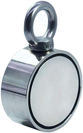 800 LBS Double Sided Round Neodymium Magnet with Eyebolt, Vertical Tension 2.95" Diameter