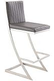 Armen Living Marc Modern Grey Faux Leather and