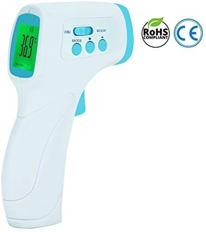 Non Contact Digital Infrared Thermometer IR Body Temperature Meter Instant-Read with LCD Display for Baby and Adults Forehead and Ear (Blue)