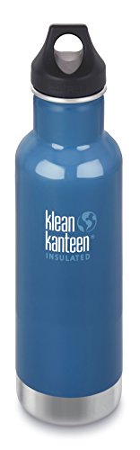 Klean Kanteen Classic Stainless Steel Double Wall Insulated Water Bottle with Loop Cap, 12-Ounce, Winter Lake