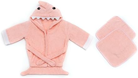 Infant bath towel robe (Pink Shark)