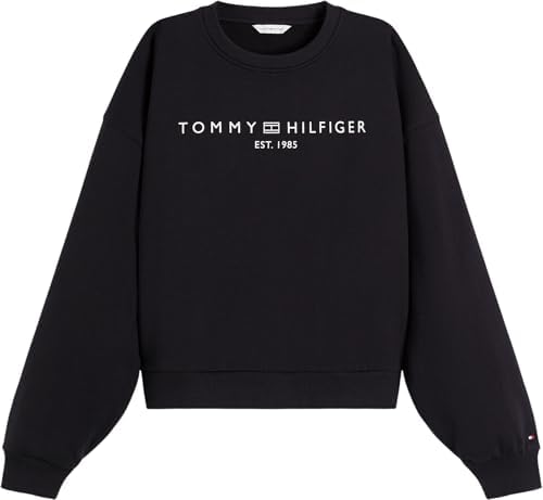 Donna Felpa Corp Logo Modern Relaxed Fit, Nero (Black), L