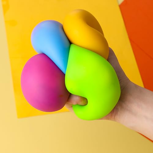 AMOR PRESENT 4PCS Dough Squeeze Balls, Color Changing Fidget Toy Stretchy Stress Balls for Teens Anxiety Relief Autism Hand Exercise 4 Colors