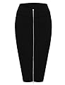TAM Ware Womens Stylish Exposed Front Zip Stretchy Pencil Skirt
