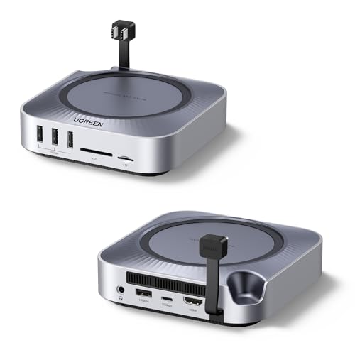 UGREEN USB4.0 Docking Station et Support pour Mac Mini M4 et M4 Pro avec Boîtier M.2 NVME SSD 40Gbps Station d'accueil USB C HDMI 8K 30Hz 4K 144Hz 5 USB 3.2 4A1C 10Gbps Lecteur SD TF 4.0 3.5mm