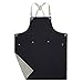 Jeanerlor Double sided (Stripe and Black) Canvas Apron for Woman with Convenient Pocket, Professional Apron for Cooking,Grill and Baking Cross-Back Straps & Adjustable S to XXL
