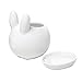 Youfui Rabbit Bunny Ivory White Ceramic Flower Pot Planter for Succulent Cactis Small Simple with Tray
