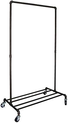 Real Home Innovations Modern Industrial Style Garment Rack with 4 Tubes Shelf, 3, Satin Pewter