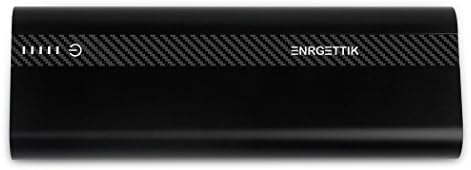ENRGETTIK Metal Tank Plus 12000mAh Portable Power Bank - Black Carbon fiber look, Dual USB Ports 2.1A Output and 1A, High-speed Charging Technology External Battery for iPhone, Samsung Galaxy