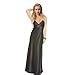 ETAOLINE Women's Black Lace Trimmed Satin Charmeuse Full Length Long Gown,Black,Medium