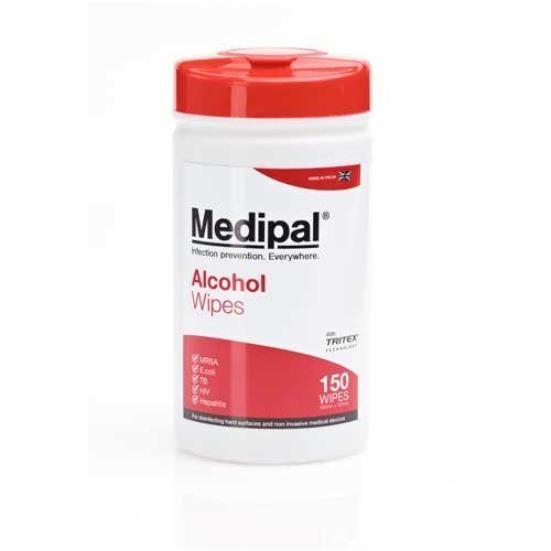 Medipal W605110MPCE Alcohol Wipes canister, 0.5 L (Pack of 150)