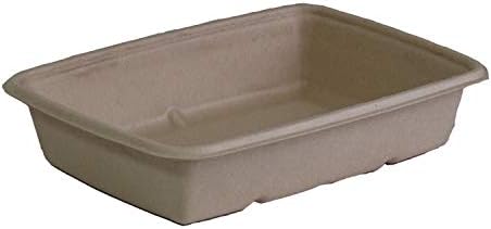 Sabert Pulp 30 oz Medium Rectangular Container, Certified Compostable, Recyclable, Microwaveable, Reheatable, Disposable, Durable, 300 Count