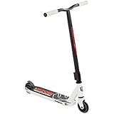 Mongoose Rise 100 Youth and Adult Freestyle Kick Scooter, High Impact 110mm Wheels, Bike-Style Grips, Lightweight Alloy Deck, White/Red