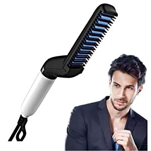 FreShine Quick Hair Styler for Men Electric Beard Straightener Massage Hair Comb Beard Comb Multifunctional Curly Hair Straightening Comb Curler, Beard Straightener, Beard Straightener For Men(Black)