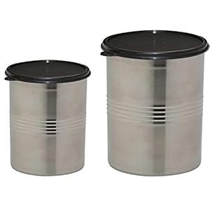 Signoraware Modular Steel Container Round 2000ml+6100ml, Set of 2, Black