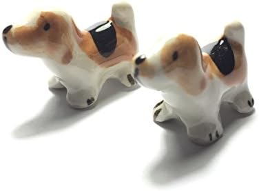 2 Pcs DOG DOLL MINIATURE PORCELAIN DOLL HOUSE HAND-PAINTED TOYS TINY